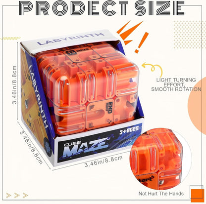 1 Sets Large Labyrinth 3D Maze Cube Puzzle Maze Game Gravity 3D Puzzle Cube Brain Teaser Ball Games for Kids Education Sensory Toys Gift for Adults (Upgrade Version,Yellow)