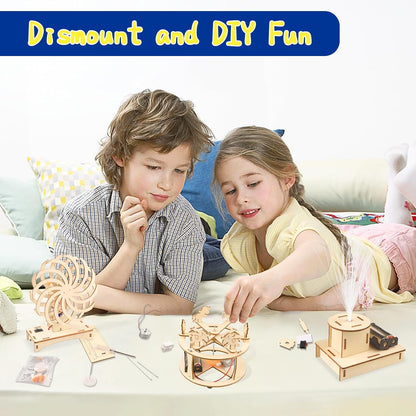 6-in-1 STEM Science Kits for Kids, Wood Arts and Craft Kits, STEM Toys for Boys Girls Age 8-12 5-7 8 10 12 13 14 Gift Idea, 3D Puzzles Building Engineering Model Set