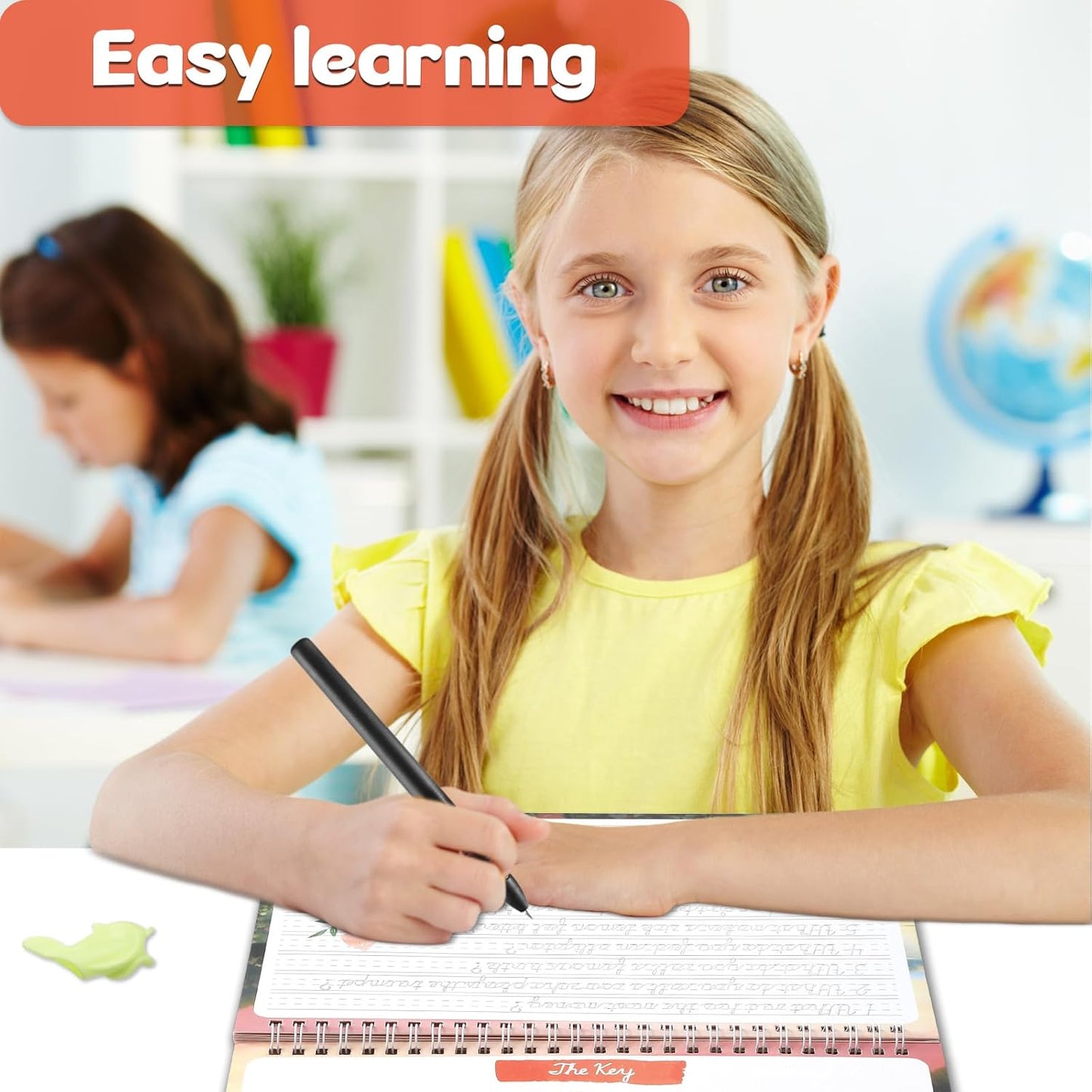 chiazllta Grooved Cursive Handwriting Workbook with Disappearing Ink Pens Magic Reusable Grooved Cursive Writing Practice for Beginners Kids Kickoff Student Workbook Homeschooling Supplies (Letters)