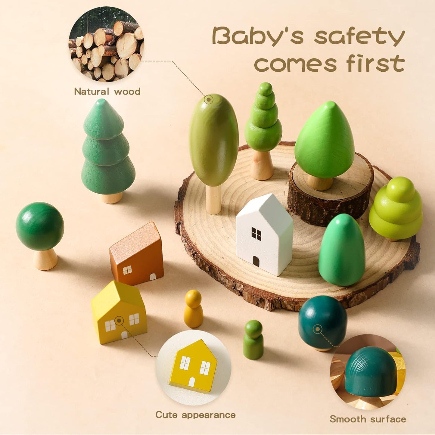 Promise Babe Wooden Baby Toys Balance Counting Toys Math Games Unfinished Wooden Peg Dolls Preschool Learning Educational Montessori Toys for Kids Toddlers