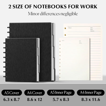 Discbound Notebook Refills for 11 Discs Notebooks 8.6 in x 12 in Letter Size 120 Sheets Multi-Subject Project Lined Pages Customizable Removable Pages(100 GSM) Heavyweight Planing Paper