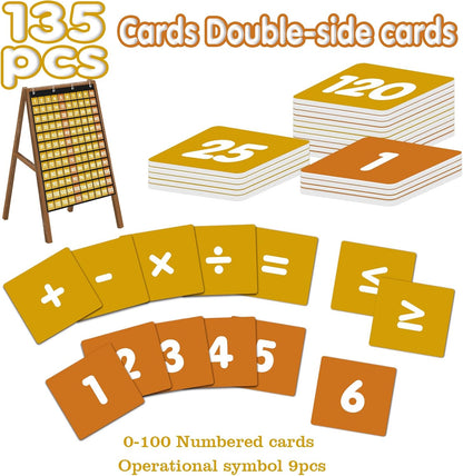 1-120 Number Chart Classroom Kids – Large Hundreds Pocket Chart with 135 Cards for Wall Poster – Teacher Must Have Math Supplies for Kindergarten, Elementary (Black)