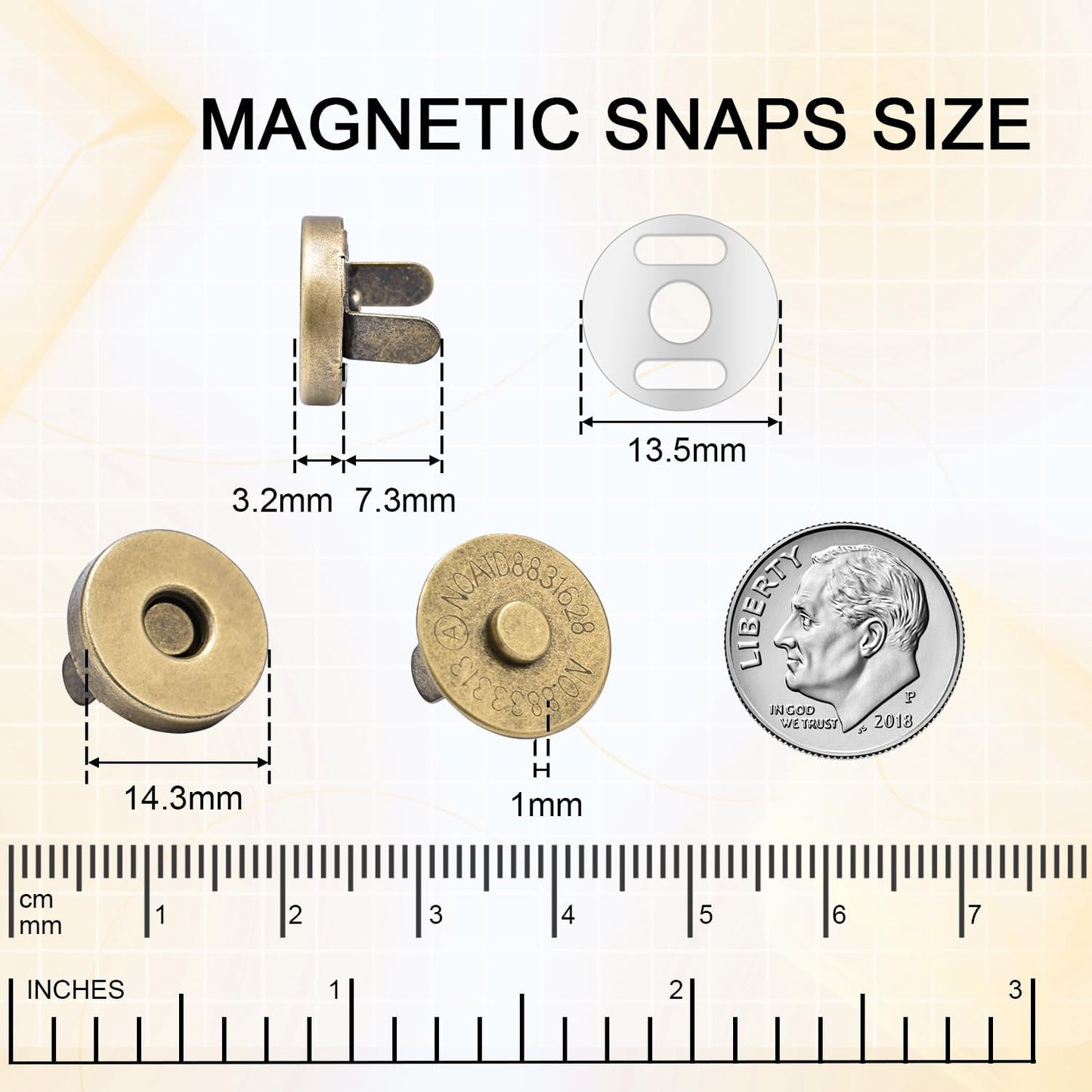 CooBigo 24Sets Magnetic Snaps for Purse Closures 18mm Magnetic Fastener Replacement Kit Magnetic Snaps for Purses and Totes Clothing Bag DIY Craft (Silver)