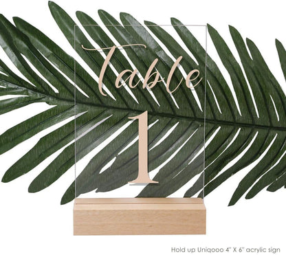 UNIQOOO 10 Pack 4" Gold Birch Wood Stands for Wedding Acrylic Sign, Wood Table Number Holders for 1/8 Thick Acrylic Sheets | Wedding Display Stand, Card Holder for Bar Menu, Retail Sign, Party