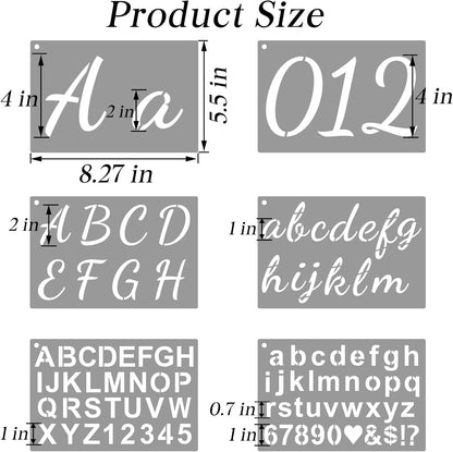 BAMIDELE Letter Stencils for Painting on Wood, 50 Pcs Calligraphy Alphabet Drawing Templates with Numbers, Signs, Flowers, Reusable Cursive Plastic Art Craft Stencils