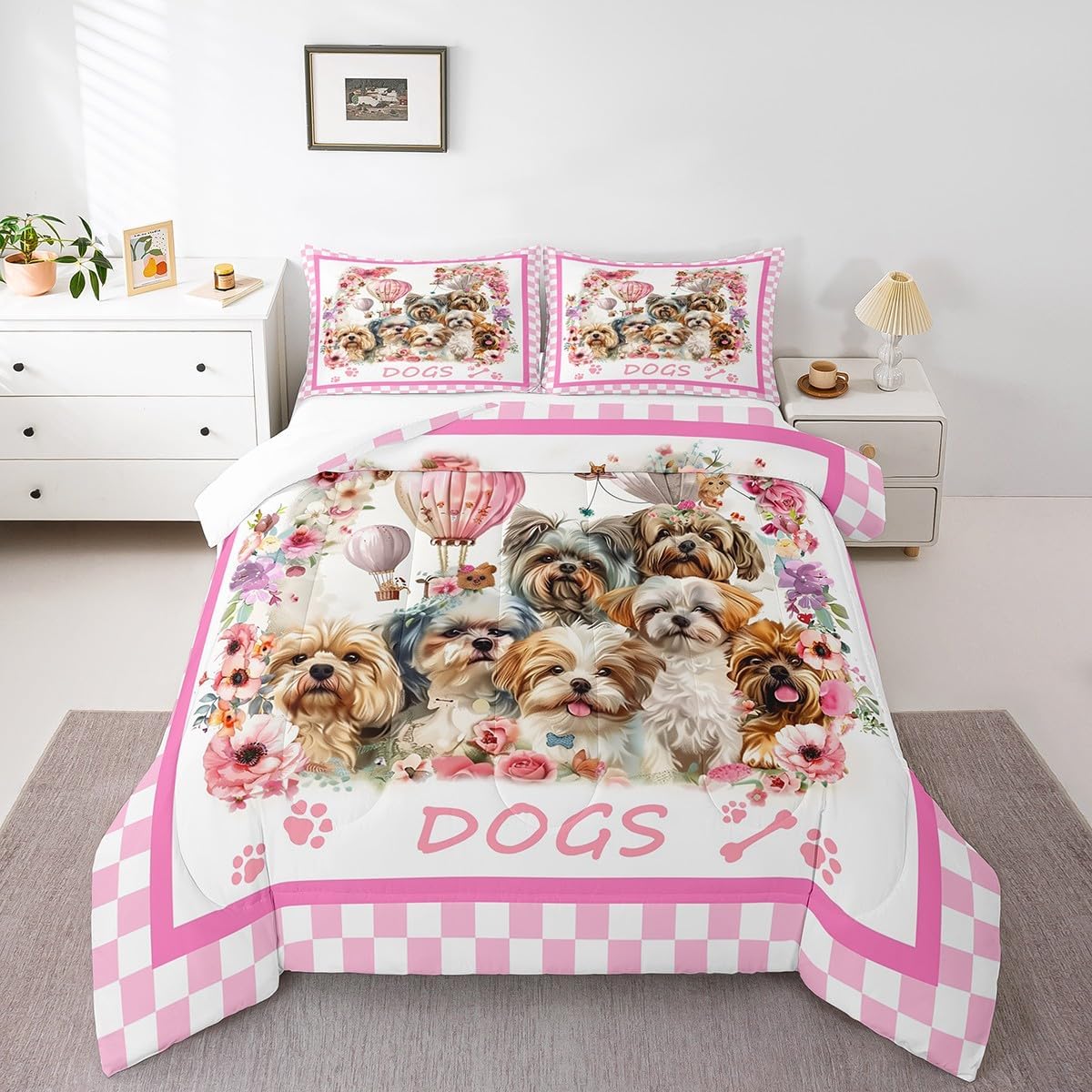 Castle Fairy Drum Kit Comforter Set,Musical Instruments Bedding Set for Kids Girls Women,Adults Rock Music Comforter,Neon Lighting Quilted Duvet Set Bedroom Collection Twin Size 2Pcs