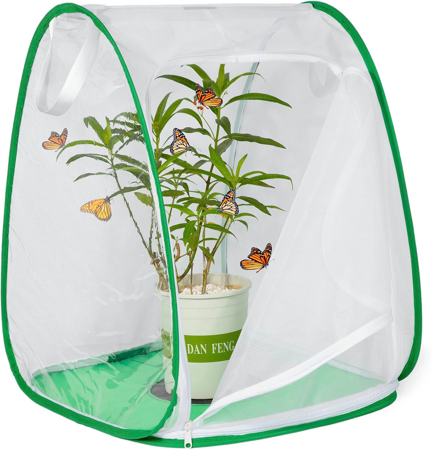 Outdoor Pop-up Large Insect and Butterfly Net Habitat，Windproof Trapezoidal Design，Collapsible Caterpillar Growing Mesh Cage Terrarium