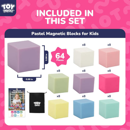 64PCS Magnetic Blocks, Magnetic Building Blocks for Kids Ages 3 4 5 6 Year Old, Magnet Cubes, Autism Montessori Toys, Preschool STEM Educational Sensory Magnet Toys Gifts for Kids 3-5 4-8