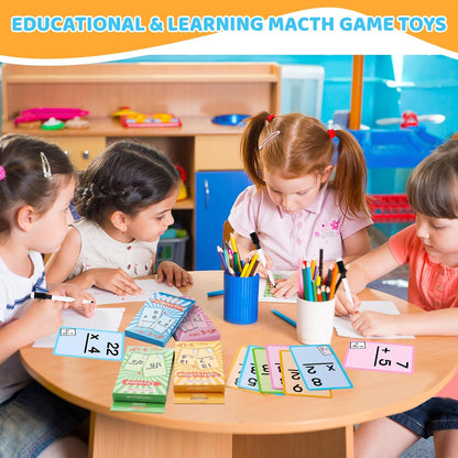 Math Flash Cards Set of Multiplication Division Addition Subtraction with 4 Dry Erase Pens, 144 Flash Cards from 1st to 4th Grade or Kindergarten Homeschool Supplies