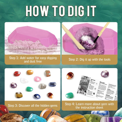 Gamerside Mineral Mining Kit Gem Dig Kit,Rock Dig Kit Dig up 12 Rock & Mineral Collection Gemstones & Crystals Diamond Mining Kit for Kids Gemology Mining Gift Rocks Minerals for Boys Girls