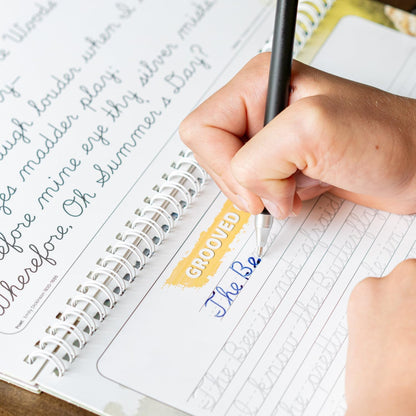 Grooved Cursive Handwriting Workbook by Graceful By Design - Magic Reusable Grooved Handwriting Practice for Kids and Cursive Workbook for Kids Ages 8-12