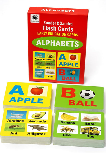 Alphabet Flash Cards for Toddlers | Award-Winning | ABC Flashcards for Baby & Kids|ABC Cards Kindergarten || Large A-Z Learning Letter Animal Color Food Flashcard for Ages 1-6
