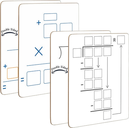 Dry Erase Multiplication & Division Board 9"x12" Double Sided Practice Whiteboard with 2x1 & 2x2 Digit Multiplication for Home, School, Classroom, Kids, Students Math Manipulatives Lapboard