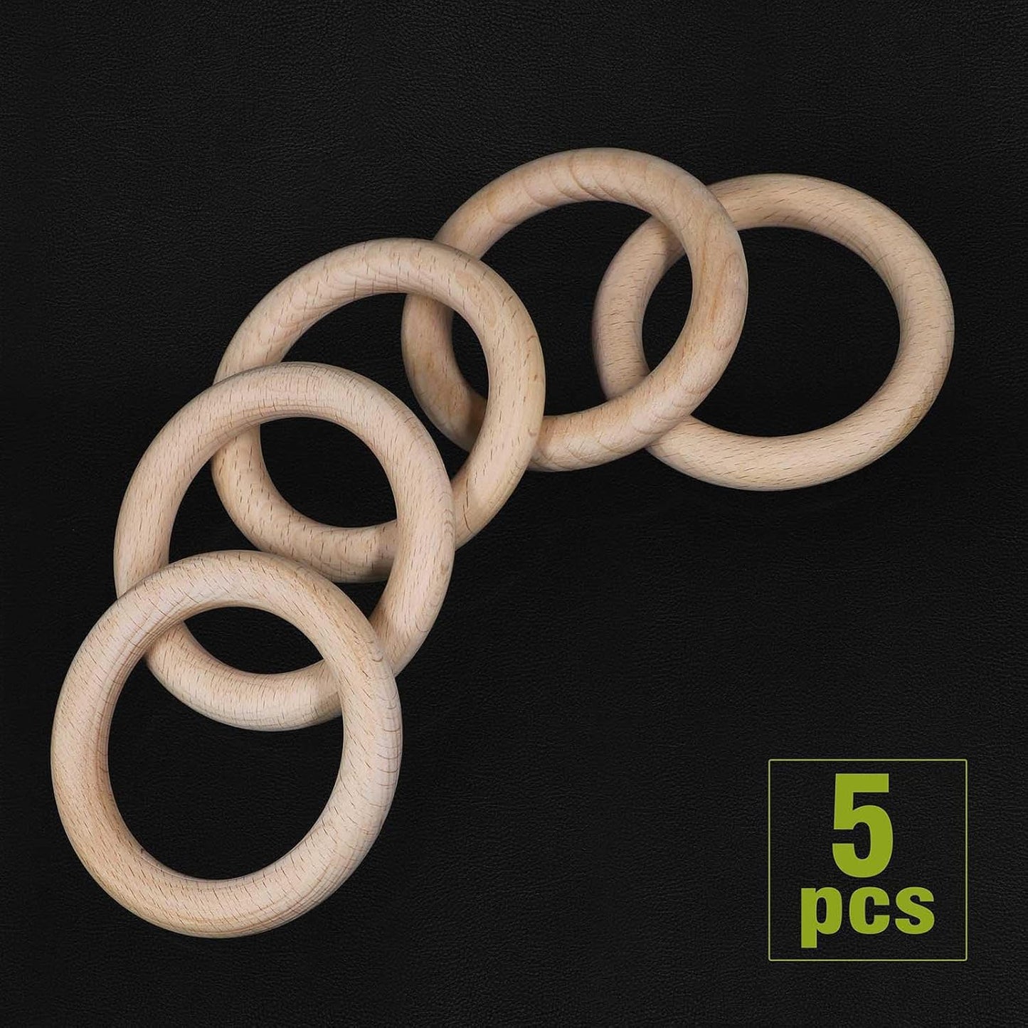 FoDau770 5pcs Natural Beech Wooden Rings, Unfinished Solid Wood Rings Heavy Duty Wood Circles, Macrame Craft Circles for Party, Home Decor & DIY Making - Outer Diameter: 3 Inch