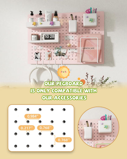 Metal Pegboard Kit — Carbon Steel Pegboards with 26 Accessories, Pegboard Wall Organizer for Home, Office, Study Room, Kitchen, Craft Room & Gaming Setup — 24″ × 16″ Yellow Peg Board