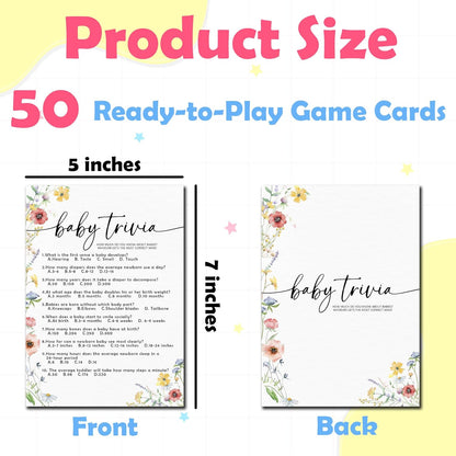 Spring Wildflowers Predictions & Advice Theme Baby Shower Games for New Parents - 50 Flowers Game Cards for Boys & Girls -Gender Neutral Gender Reveal Baby Announcement Activities Supplies & Decor-A02