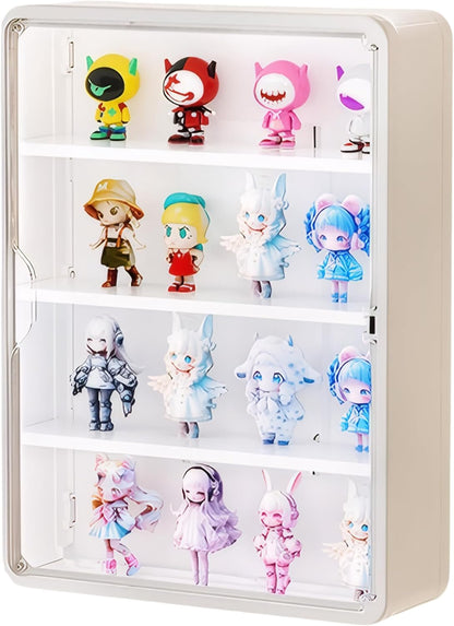 HGYZE Peg Boards for Wall with Shelf & Hooks, No Punching Craft Storage, Small Pegboard Ledges Organizer for Hanging Keychains, 4 Pack Decorative Wall Panel Kits for Blindboxes Lightweight Dolls, Pink