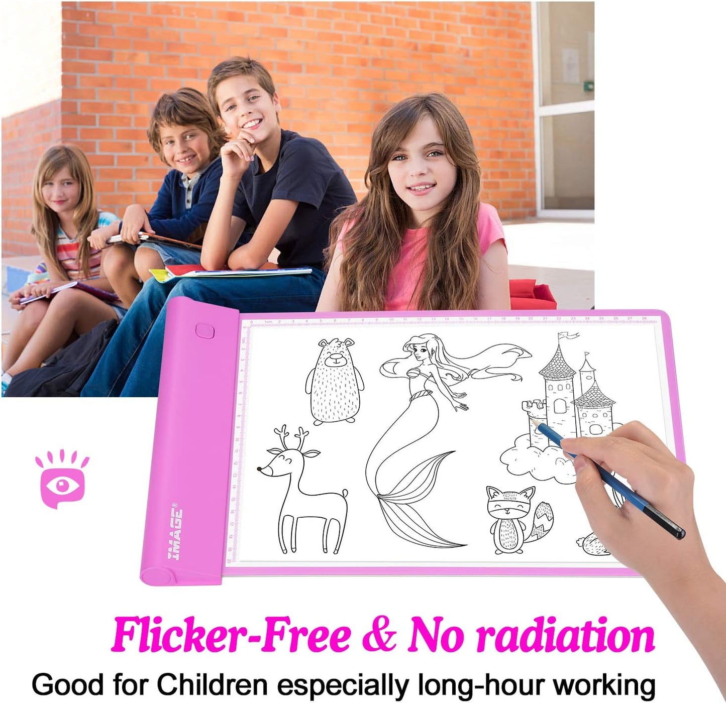 IMAGE Light Up Tracing Pad for Kids Drawing Tablet Board Children Portable Art Christmas Gift for Boys Girls Ages 6+ (Includes 10 Traceable Sheets and Two Clips), Durable & Fun Creative Toy(Blue)