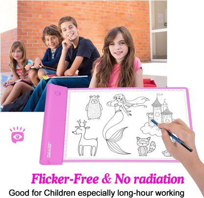 IMAGE Light Up Tracing Pad for Kids Drawing Tablet Board Children Portable Art Christmas Gift for Boys Girls Ages 6+ (Includes 10 Traceable Sheets and Two Clips), Durable & Fun Creative Toy(Blue)