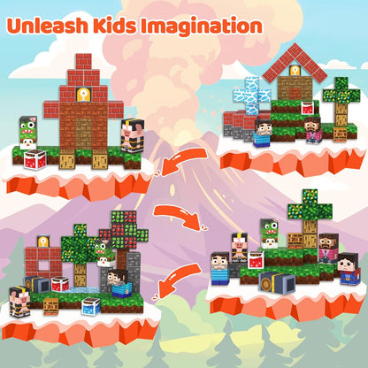 Magnetic Blocks Toys for Kids, 100 PCS Building Blocks Cubes, Stacking Magnetic Tiles Toys for Kids Toddlers Boys Girls Ages 3 4 5 6 7 8-12 Birthday Gifts Party Supplies (Underworld)