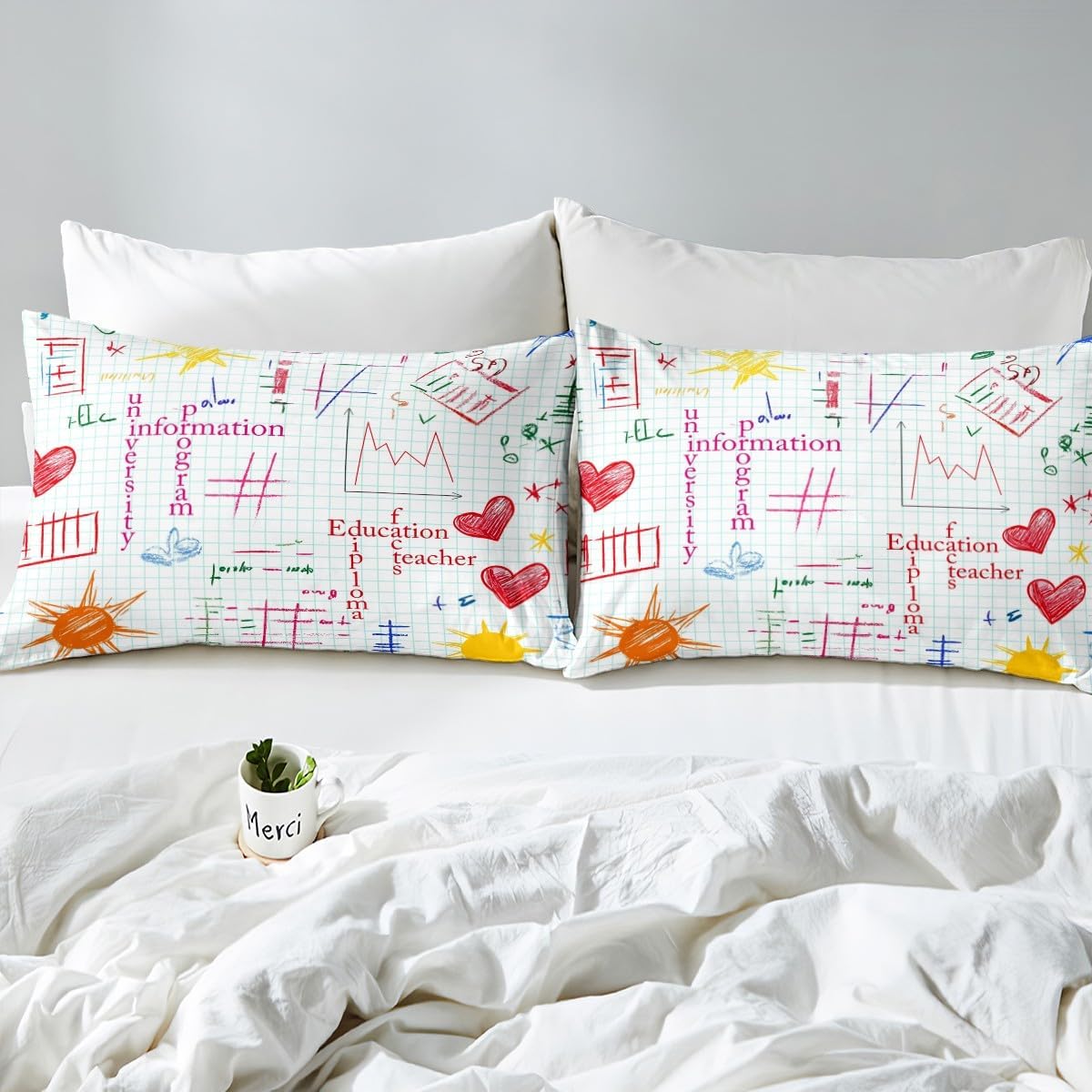 Erosebridal Science Theme Bedding Set Queen Size for Boys Girls Chemistry Periodic Table Print Duvet Cover Chemical Subject Theme Comforter Cover Teens Kids Math Science Atyle Bedspread Cover 3 Pcs