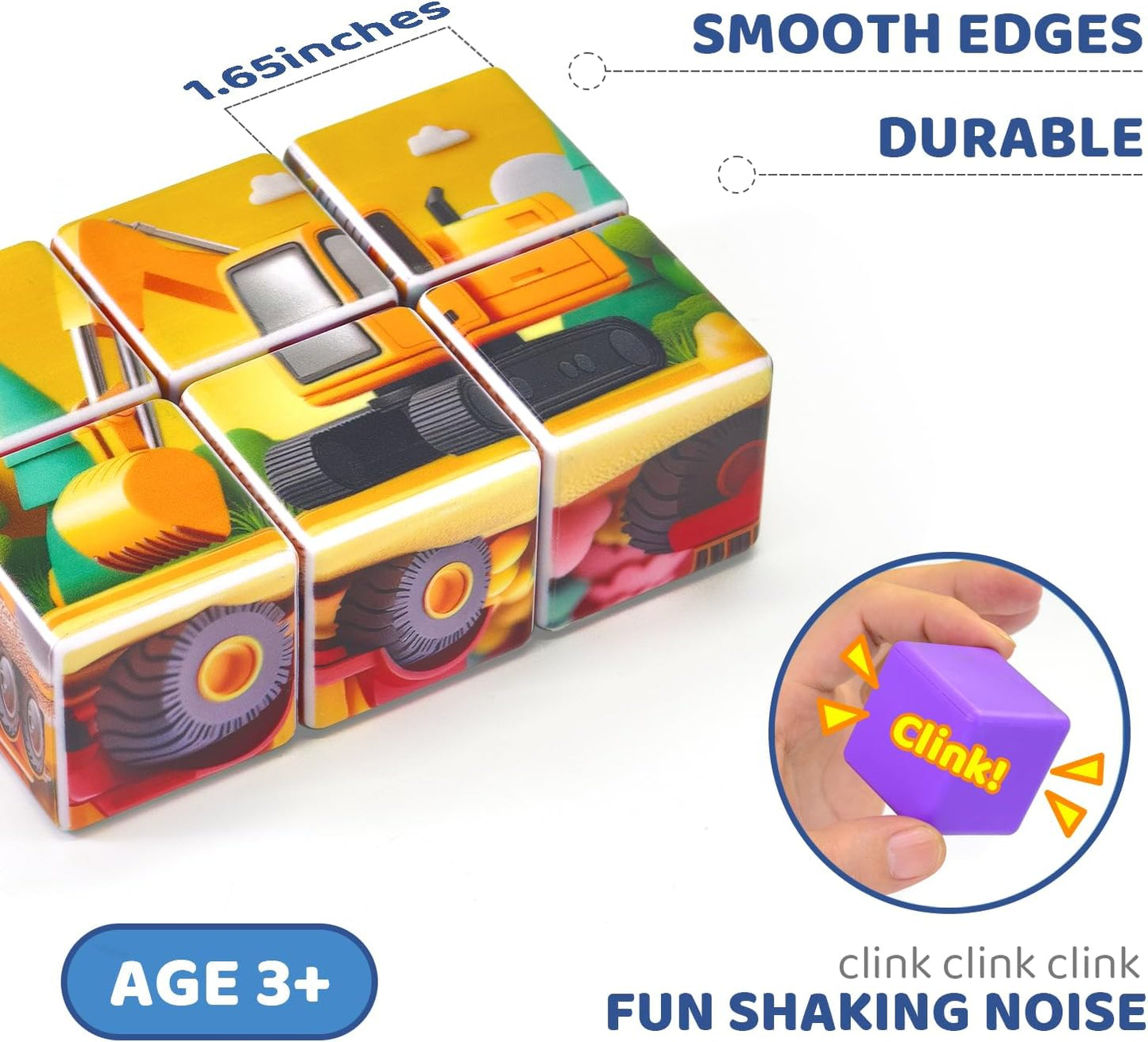 Pairez Toys 3D Magnetic Cubic Jigsaw Puzzle Toys for Toddlers, Large Building Blocks Cubes 1.65 Inches, Sensory & Montessori Toys for Kids 3-5