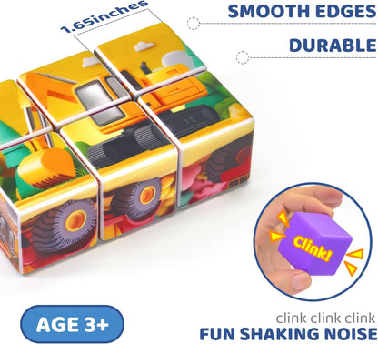 Pairez Toys 3D Magnetic Cubic Jigsaw Puzzle Toys for Toddlers, Large Building Blocks Cubes 1.65 Inches, Sensory & Montessori Toys for Kids 3-5