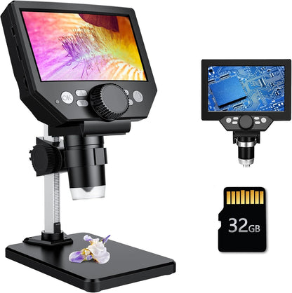 LCD Digital Microscope,4.3 Inch 1080P 10 Megapixels,10MP Camera Video Recorder with HD Screen,1-1000X Magnification Zoom Wireless USB Stereo Microscope Camera,