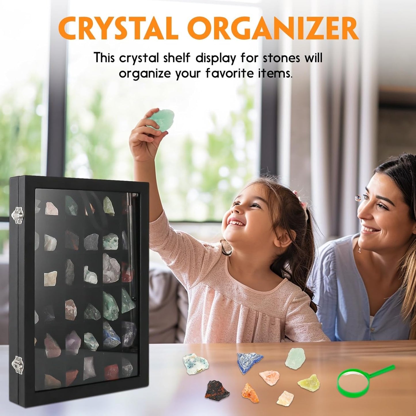 Rock Collection Box for Kids - Display Case for Collectibles - Storage and Display Shelf - Generation 2