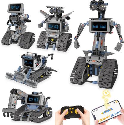 Robot Building Kit with APP/Remote Control STEM Gifts for Boys Age 8-16,Technic Coding Robotic Toys for Kids Birthday, Buildable 5in1 Models with 352+ Pieces