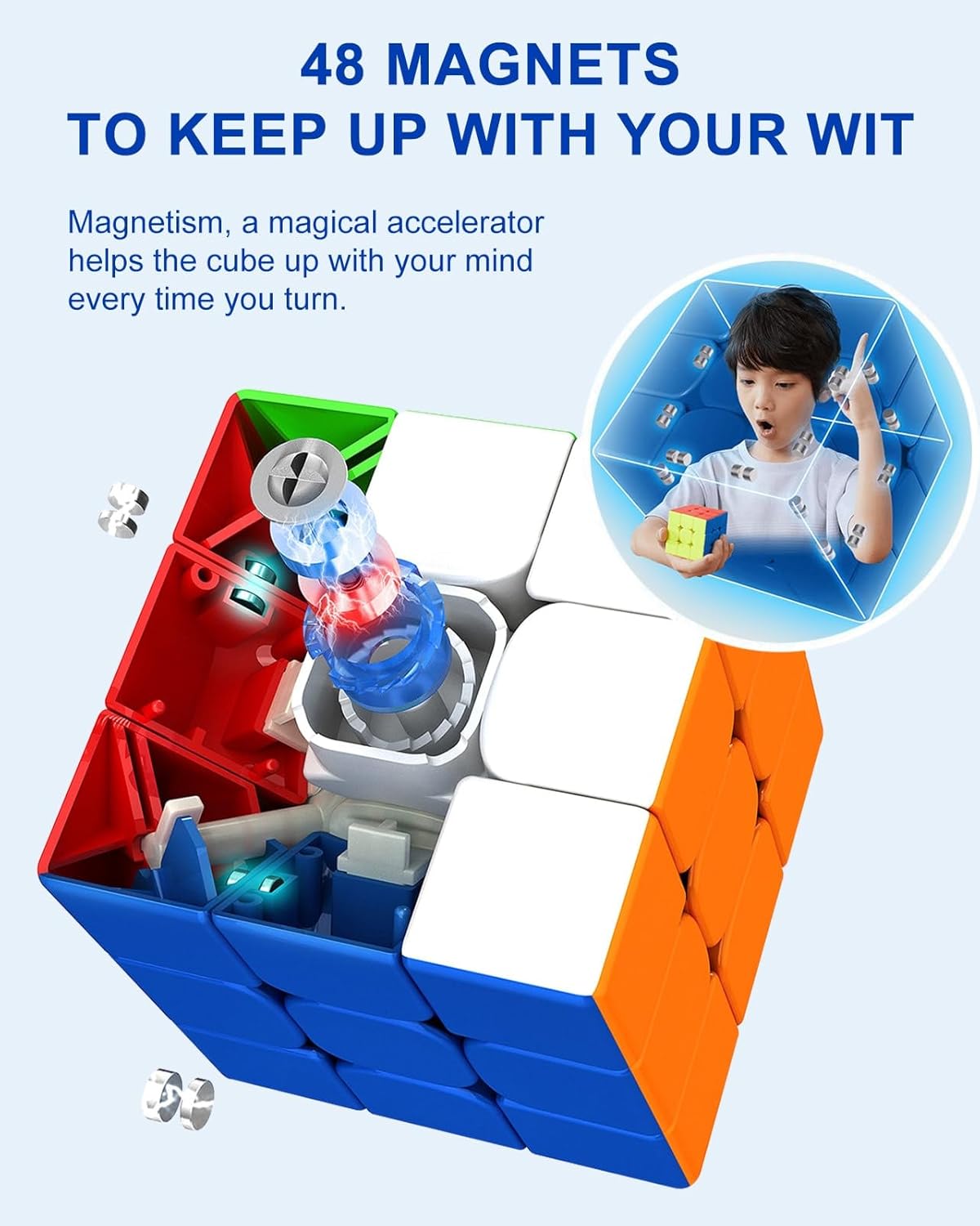 CFMOUR Speed Cube 3x3x3 - Moyu Meilong 3C, Stickerless Magic Cube 3x3, Fast Smooth Turning Vivid Colour 3D Puzzle Brain Toy Travel Games, Turns Quicker Than Original