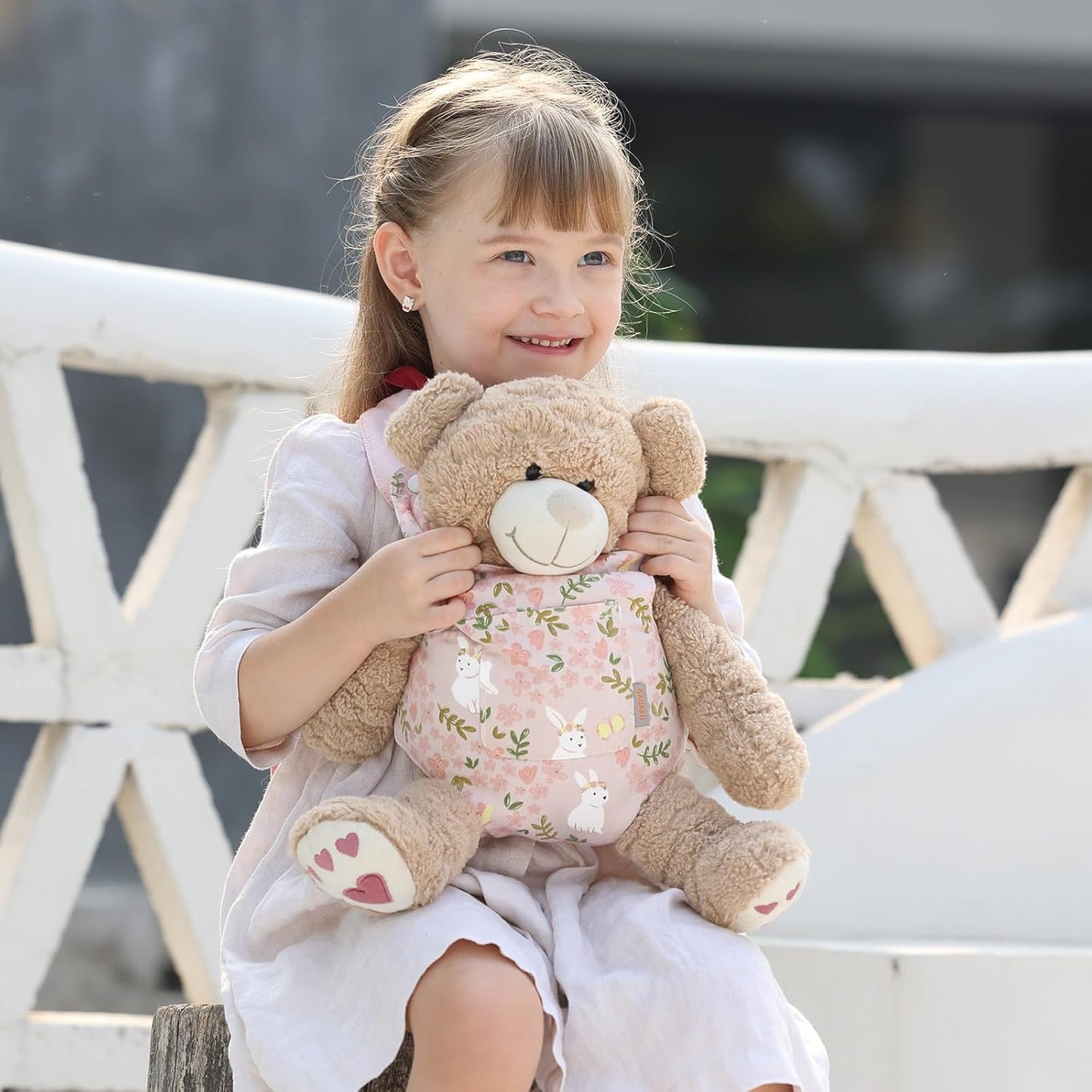 GAGAKU Doll Carrier for Stuffed Animals, Reborn Baby Doll Accessories Toy Carriers for Kids 3+ Toddlers - Pink Wax Flowers