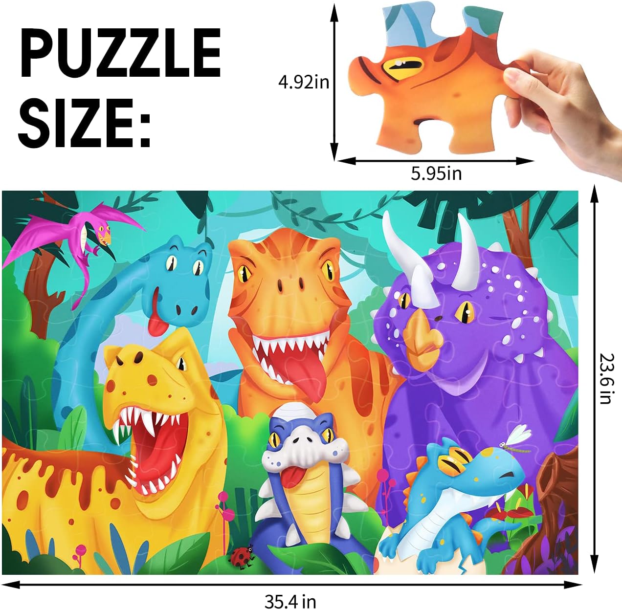Jumbo Floor Puzzle for Kids,Farm Animals Jigsaw Large Puzzles,48 Piece Barn Puzzle for Toddler Ages 3-5,Children Learning Preschool Educational Toys,Birthday Easter Gift for 4-8 Years Old Boy and Girl