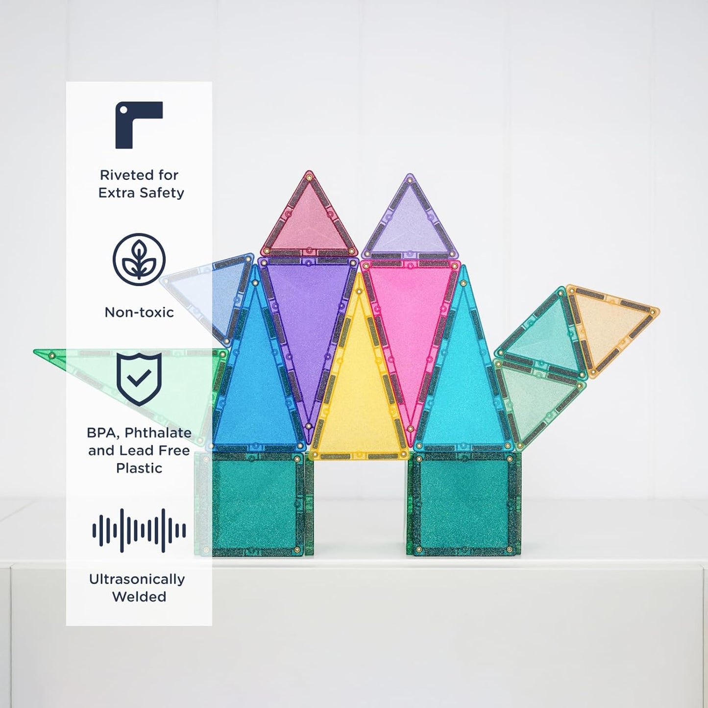 CONNETIX Magnetic Tiles Glitter Castle Pack, 48 Pieces
