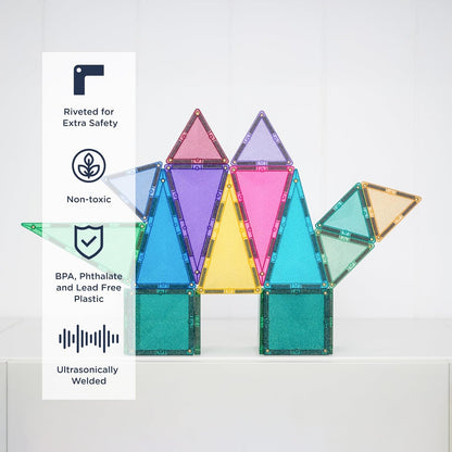 CONNETIX Magnetic Tiles Glitter Castle Pack, 48 Pieces