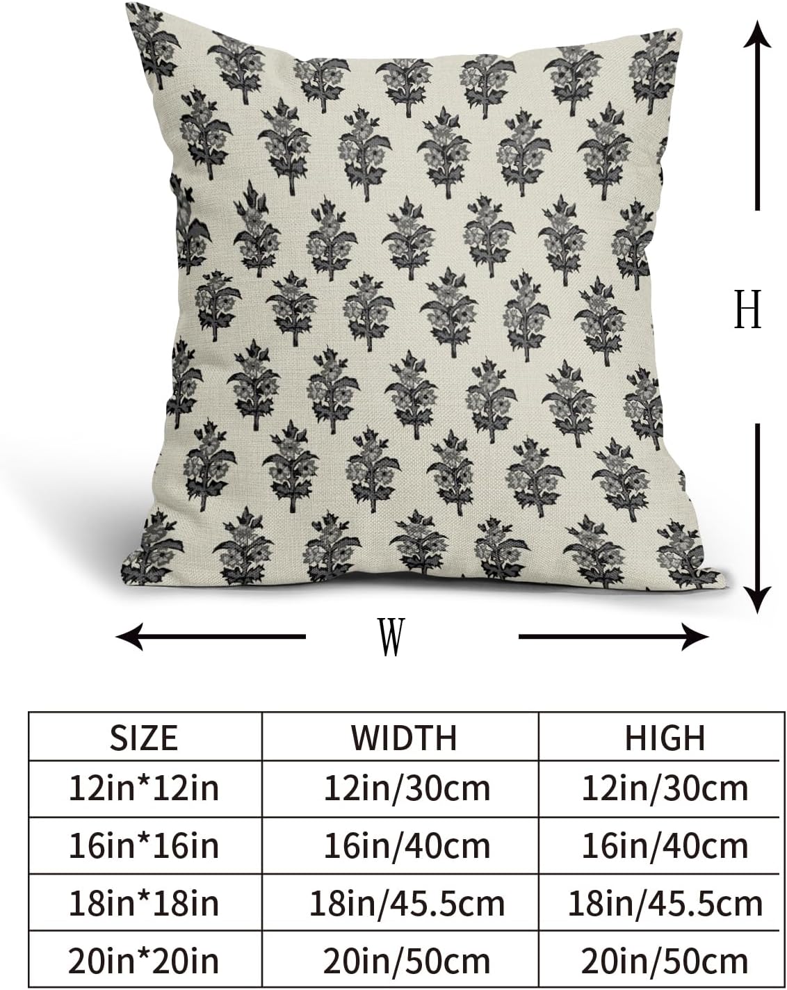 Sage Green Blue Floral Block Print Pillow Covers 18x18 Set of 2 Spring Flower Pattern Decorative Throw Pillowcases Outdoor Rustic Farmhouse Square Cushion Cases Decor for Home Couch Sofa Bed