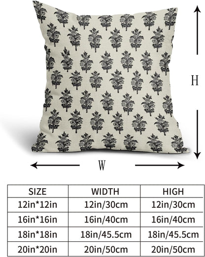 Sage Green Blue Floral Block Print Pillow Covers 18x18 Set of 2 Spring Flower Pattern Decorative Throw Pillowcases Outdoor Rustic Farmhouse Square Cushion Cases Decor for Home Couch Sofa Bed