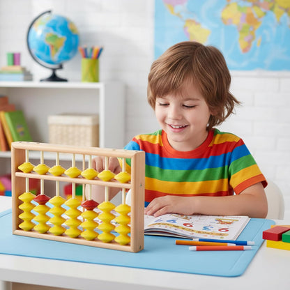 Abacus, Wooden Abacus for Kids Math, 7 Rods Classroom Abaco with Non-Slip Beads & Hanging Rope, Teacher's Large for Elementary School