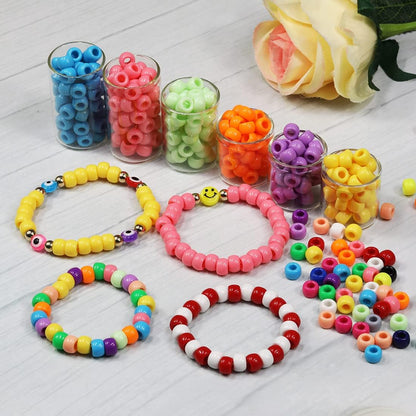 Bala&Fillic 6x9mm Army Green Pony Beads with Smooth Surface 1000pcs Crayon Color Craft Beads (Army Green)