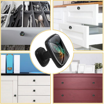 4 Pack Cabinet Knobs Drawer Pulls, 30mm Round ABS Glass Drawer Hardware Growing Butterfly Cabinet Handles with Screws for Dressers Kitchens Cupboard