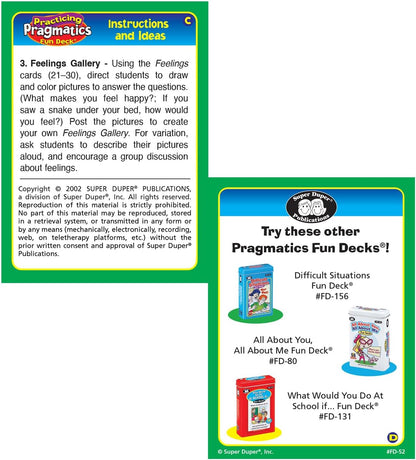 Super Duper Publications | Practicing Pragmatics Fun Deck | Conversation and Social Skills Flash Cards | Educational Learning Materials for Children