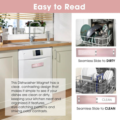 Clean Dirty Magnet for Dishwasher, Premium Stainless Steel, Dirty/Clean Speckled Design, Durable Magnet & Clear Indicators with Extra Tape (Silvery-Gray-01)