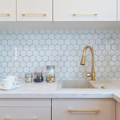 Yipscazo 10 Sheet Hexagon Peel and Stick Backsplash,Self Adhesive Luxury Faux Marble Tile, Asenka Beige Wall Tile for Kitchen, Stick on Backsplash Tiles for Bathroom,RV,Laundry
