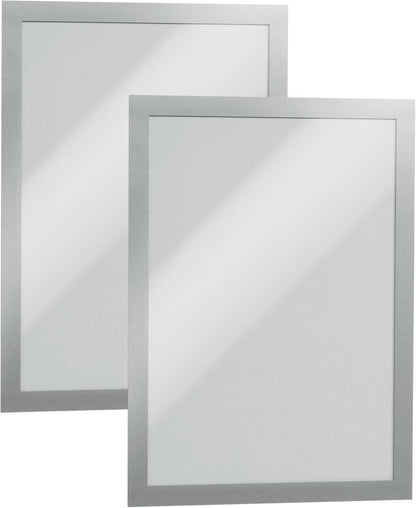 Durable Duraframe Self Adhesive Magnetic Sign Holder in Half Letter-Size 5.5" x 8.5" Inches - Black Frame - Pack of 2