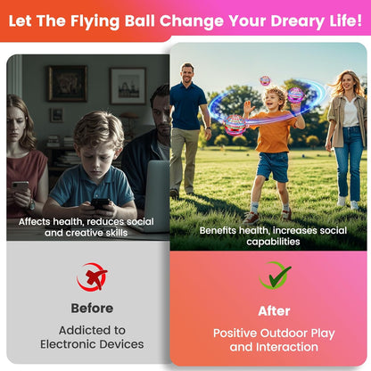 Flying Orb Ball Toy, 2026 Upgrade Hand Controlled Hover Ball with LED Lights,360° Rotating Boomerang Globe Cool Mini Drone, Ideal Birthday&Christmas Gift for Boys Girls-Blue & Purple