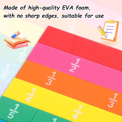 12 Sets Rainbow Fraction Tiles Set, Plastic Fractions Manipulatives Math Magnetic Learning Manipulatives for The Home Curriculum