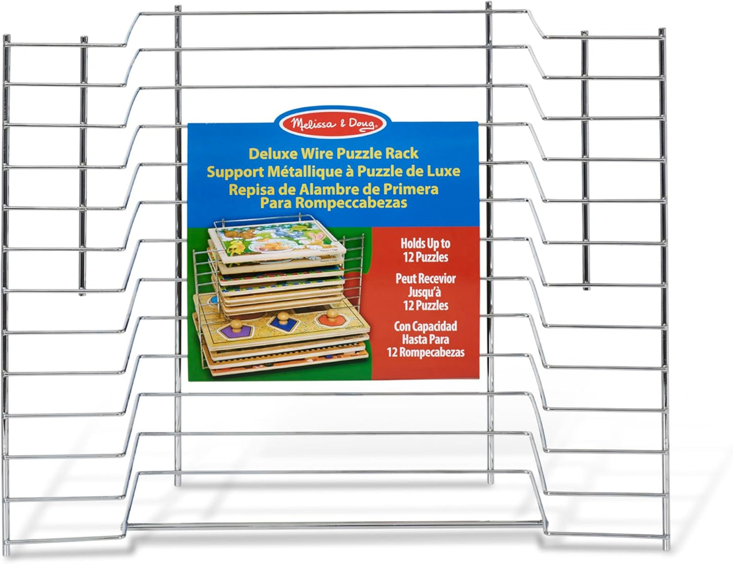 Melissa & Doug Puzzle Storage Rack - Wire Rack Holds 12 Puzzles