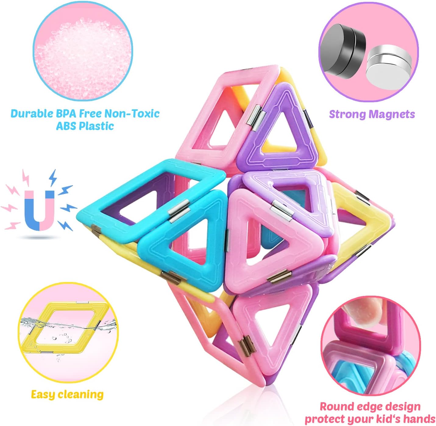 Tolnetr Magnetic Tiles Toys for 3 4 5 6 7 8+ Year Old Boys Girls Upgrade Macaron Castle Blocks Building Set for Toddlers STEM Creativity/Educational Toys for Kids Age 3-6 Christmas Birthday Gifts