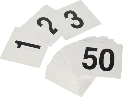 New Star Foodservice 23084 1-100 Double Side Plastic Table Numbers, 4" x 4" Inch, Light Grey on Black
