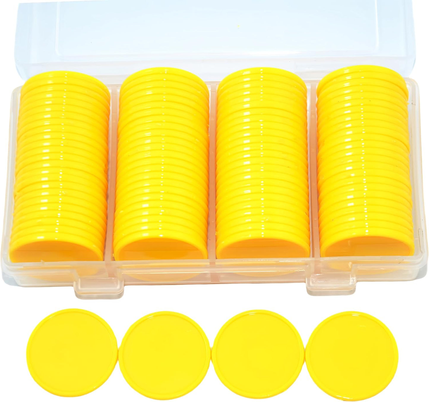 Smartdealspro Set of 100 1 Inch Opaque Plastic Learning Counters Mini Poker Chips Game Tokens with Storage Box (Pink)